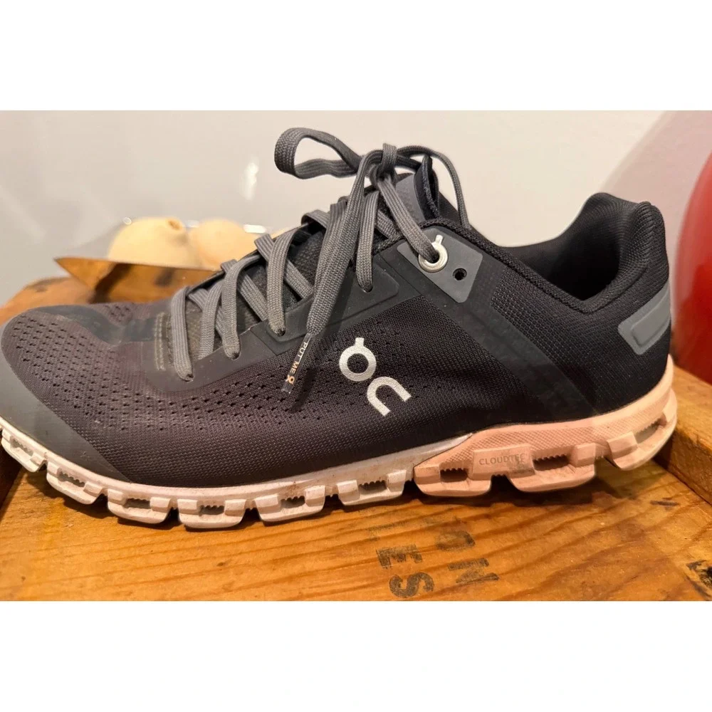 On Running Cloud X Womens Training Shoes Black Asphalt Coral Pink Size 8 US W8